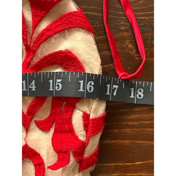 VTG B. Darlin Red Mermaid Ornate Lace Open Back Dress S Red Old Hollywood Glam - Picture 11 of 14